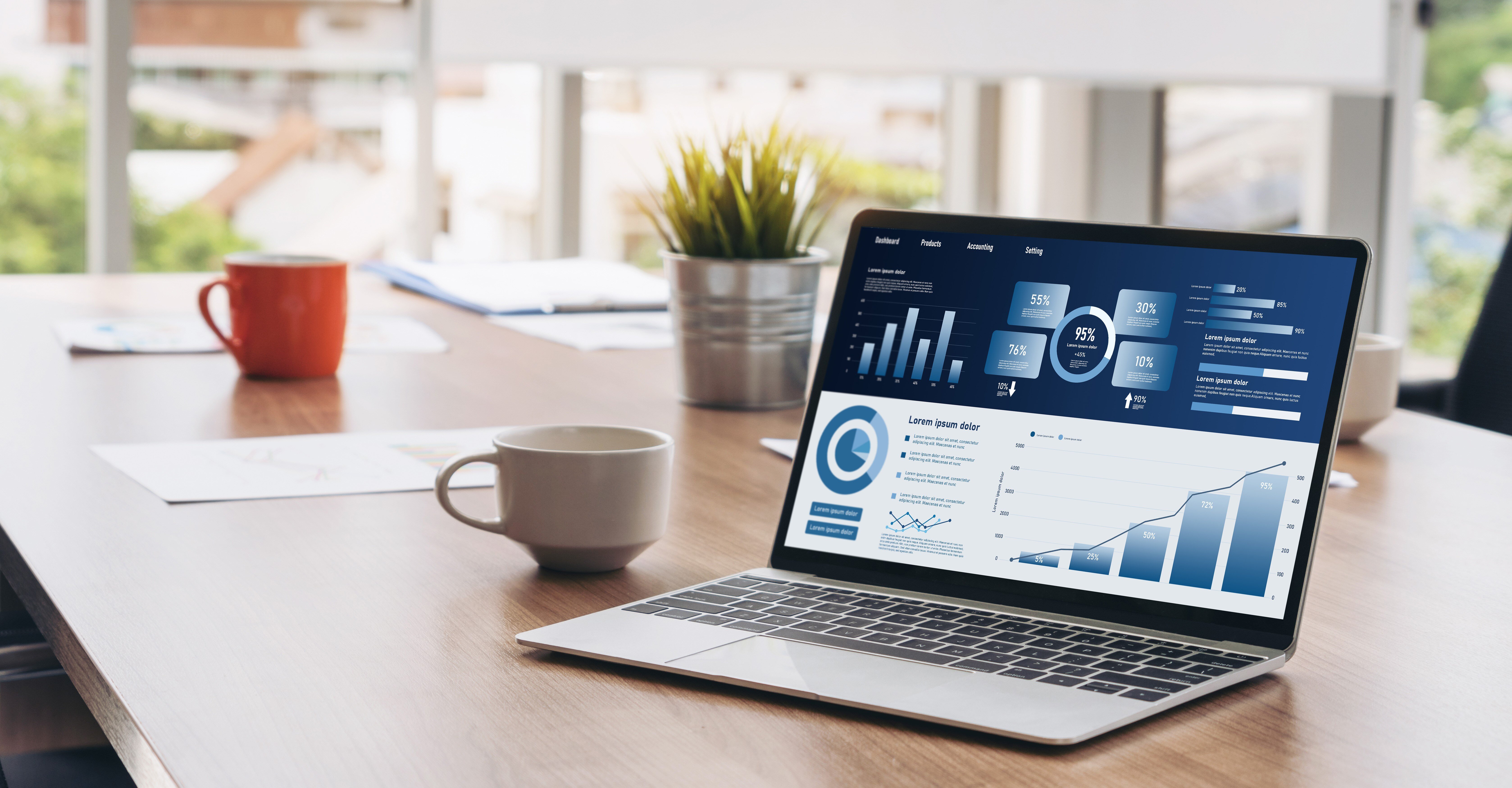 Business data dashboard provide business intelligence analytic for marketing strategy planning snugly with big data set to analyze customer demands and foreseeing business future