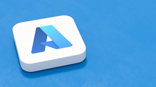 Microsoft Azure App Icon on Blue Background with Copy Space