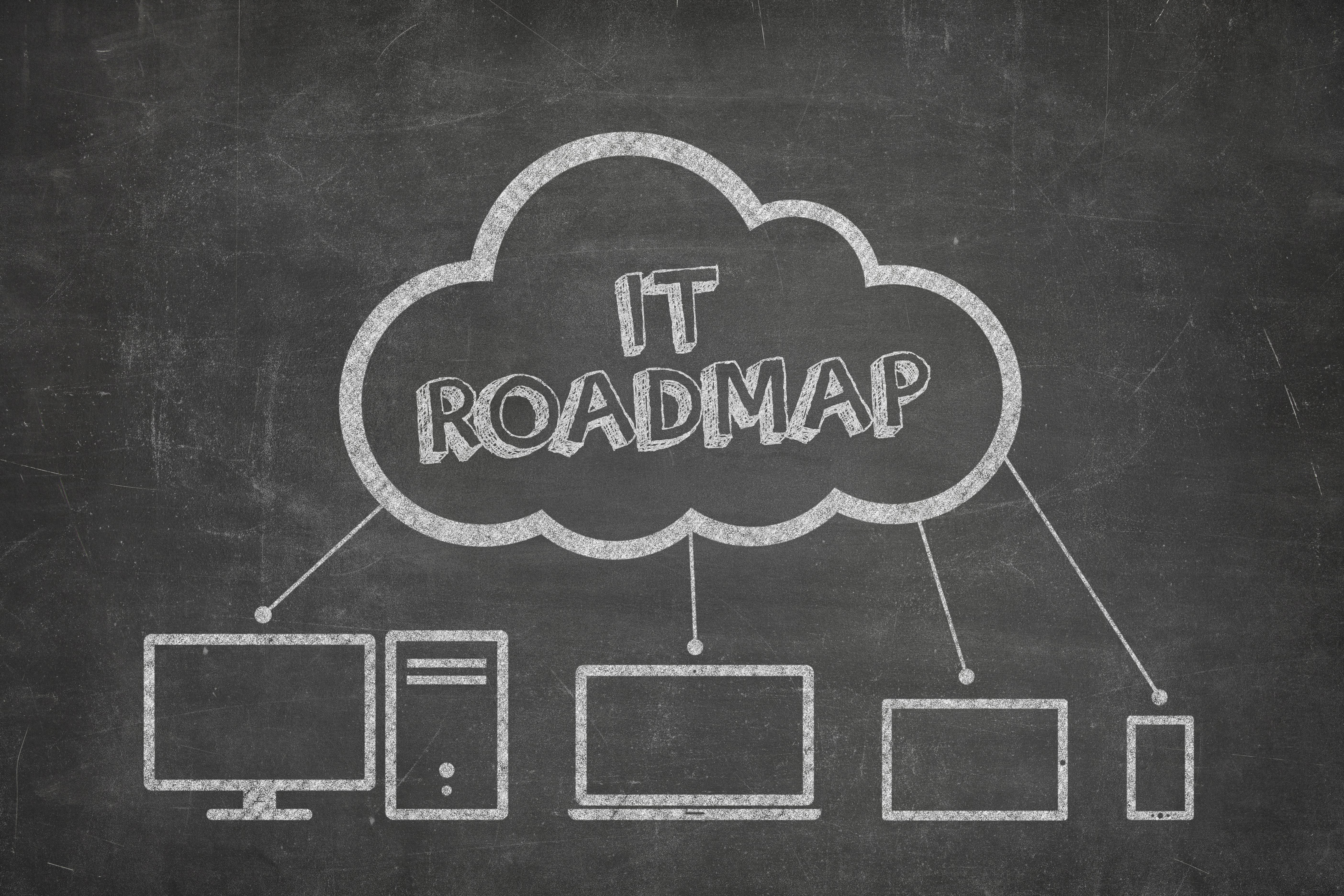 IT roadmap on chalkboard