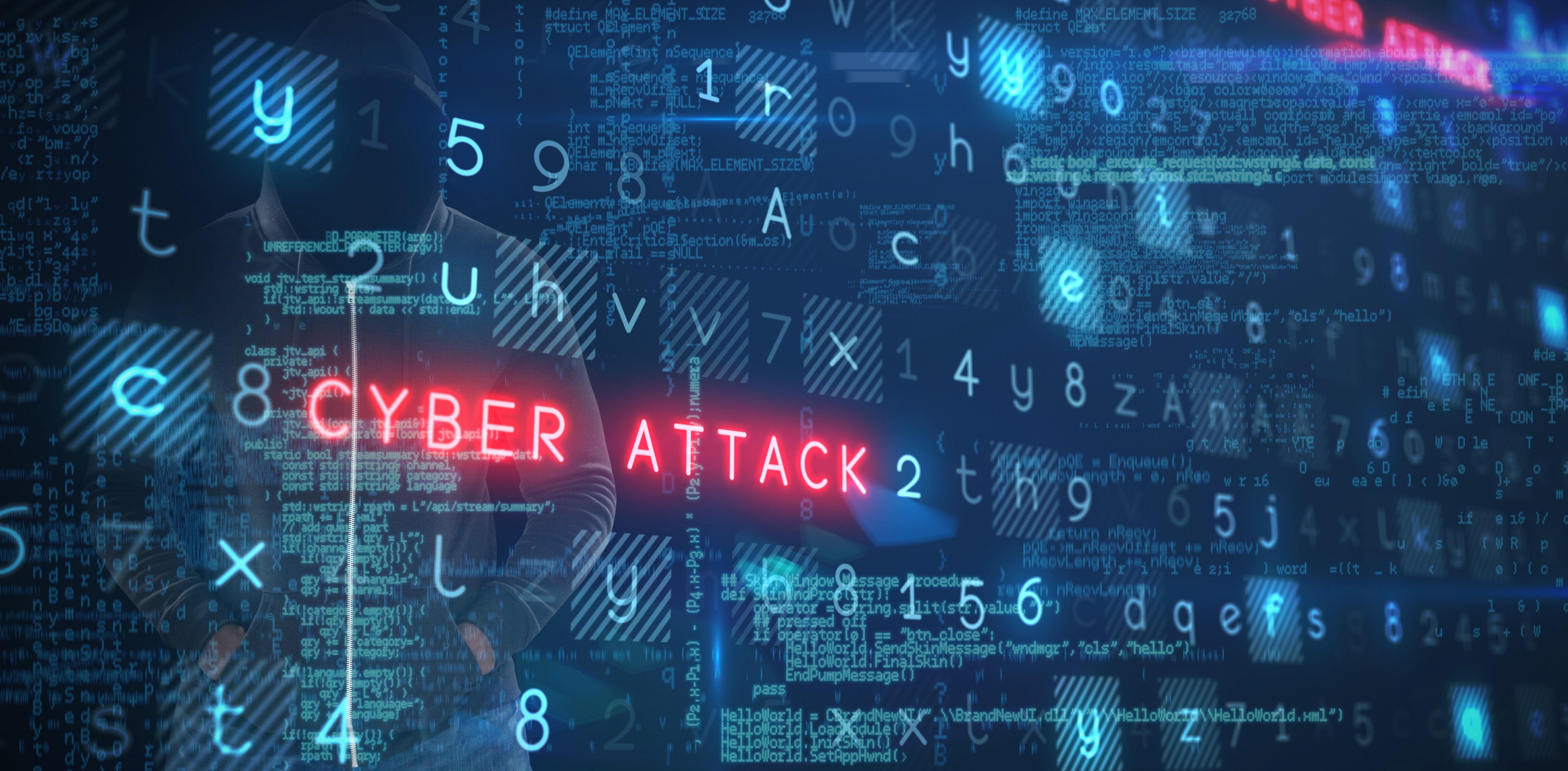 red text spelling cyber attack