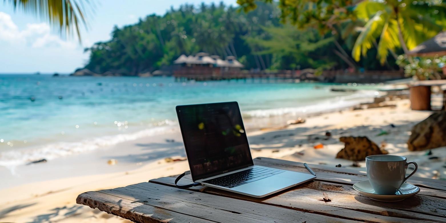 Laptop at the beach