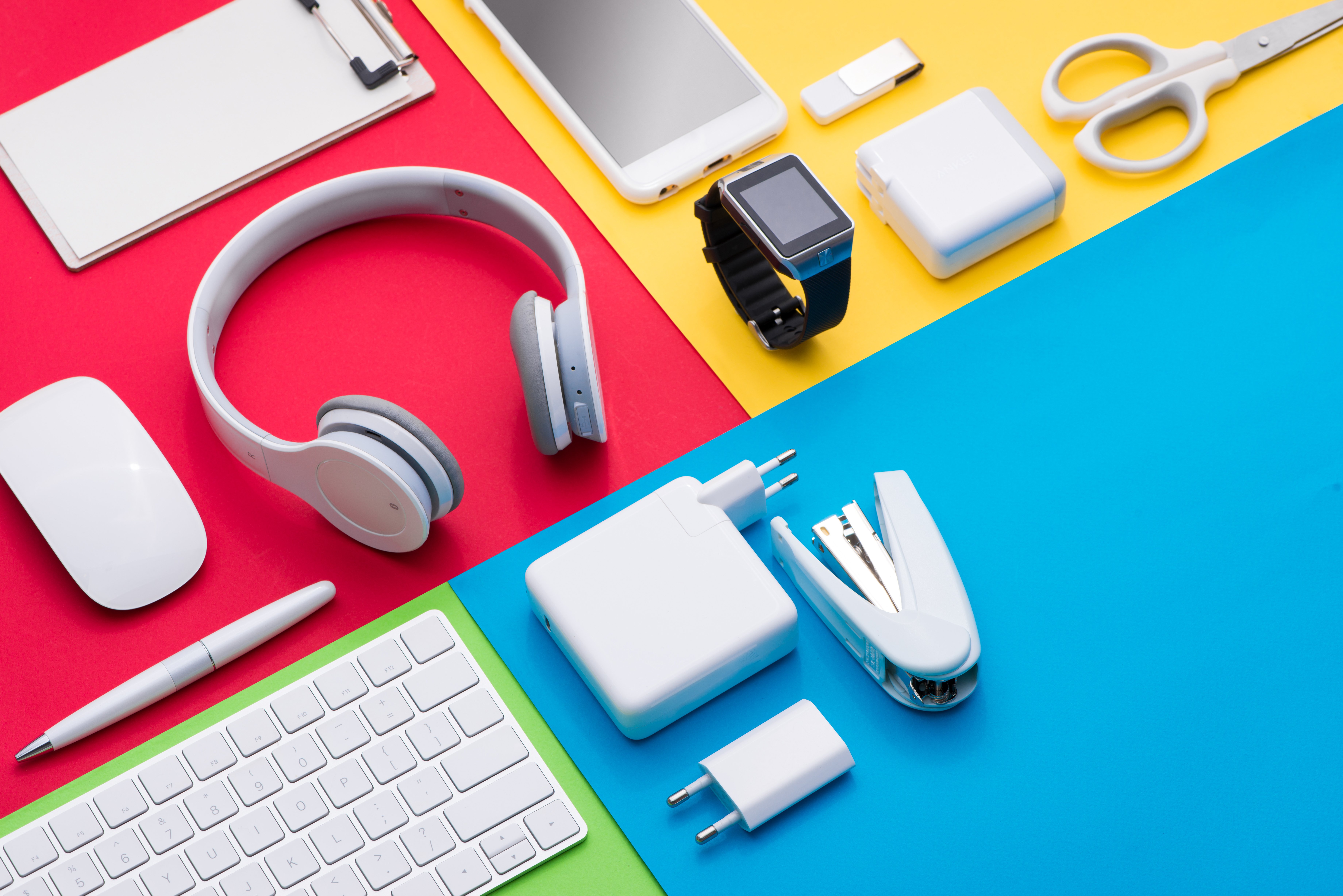 Colourful array of tech gadgets