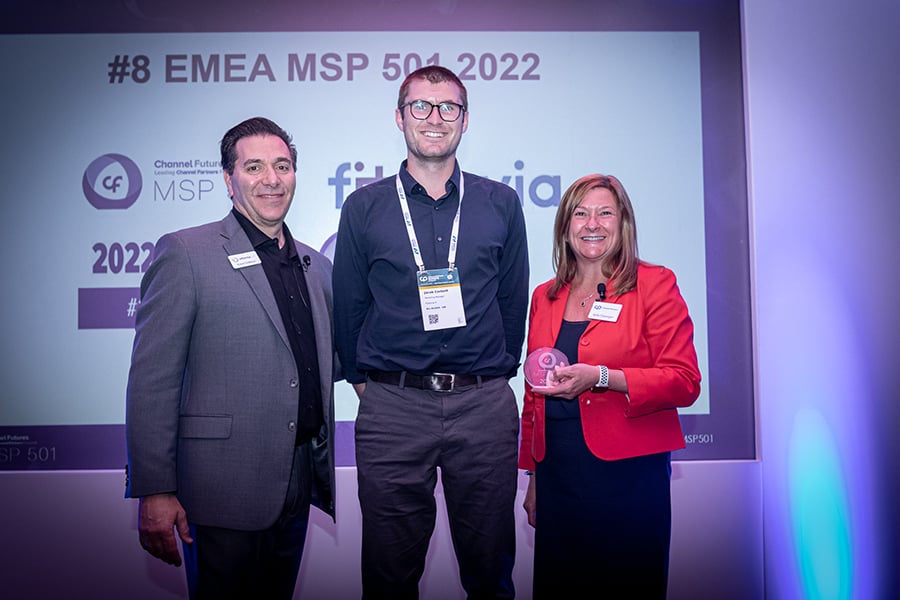 Featured image: Marketing manager Jacob at the awards - MSP 501 Awards: Fitzrovia IT Named as a Top Global MSP